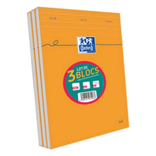 Lot de 3 blocnotes A4 Oxford 160 pages petits carreaux, orange