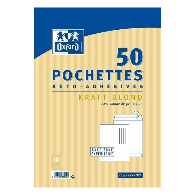 Pochettes auto-adhsives Oxford pack de 50 kraft brun - Rfrence ABC123 -