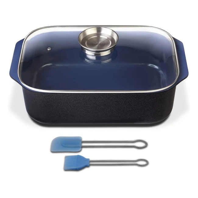 Plat à rôtir rectangulaire GSW 800419, céramica bleu cobalt, induction, 40x26x11 cm, 8L