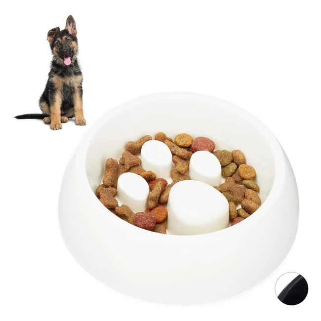 Ciotola Antiingozzamento per Cani e Gatti Relaxdays - Lavabile in Lavastoviglie - Bianco