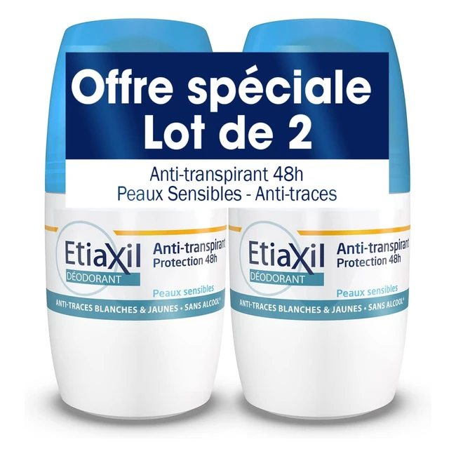 Etiaxil Antitraspirante Trattamento Traspirazione Moderato Stivali Protezione 48h Roll On 50ml Confezione da 2