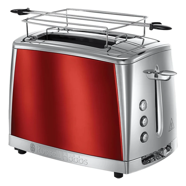 Grille-pain Russell Hobbs Luna Rouge Inox - 2 tranches, 6 niveaux de brunissage, 1550W