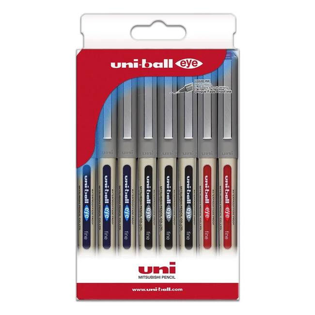Astuccio Uniball 8 Roller, Inchiostro Liquido UB157, Colori di Base