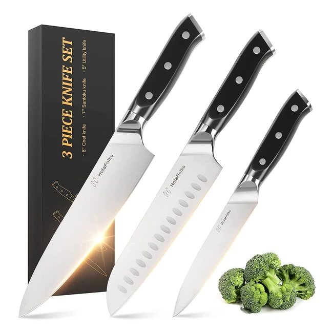 Ensemble de couteaux de chef Holafolks en acier inoxydable haute teneur en carbone