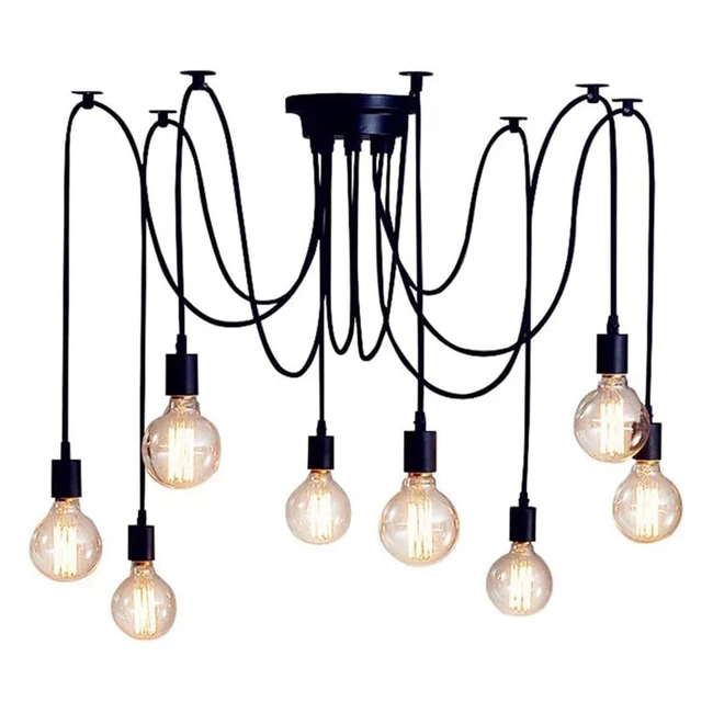Lampadario a Sospensione Ragno Vintage Industriale - Sisviv 8 Bracci - Nero