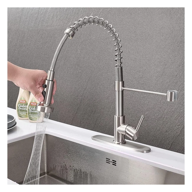 Rubinetto da cucina Skypanda in nichel spazzolato girevole a 360 - Materiale in rame solido - 3 modalità di spruzzo