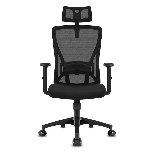 Durrafy Ergonomischer Bürostuhl mit verstellbarem Kopfstütze, Armlehnen, Lordosenstütze, höhenverstellbar, 150 kg Tragkraft
