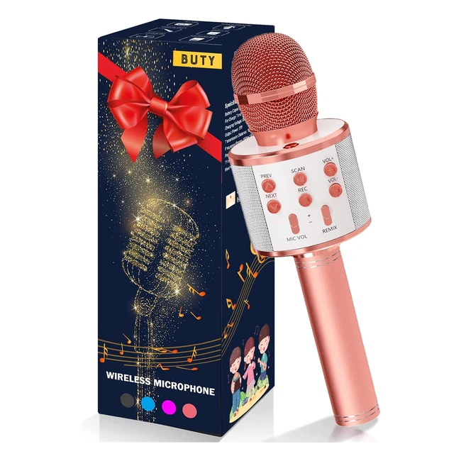 Microfono Karaoke Bluetooth 4 in 1 Wireless Bambini Oro Rosa