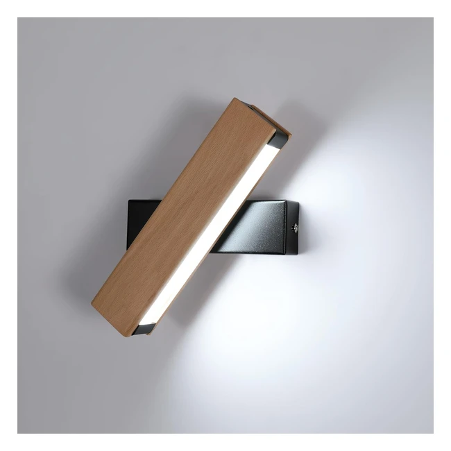 Applique murale LED moderne en bois 360° rotatif 6500K lumière blanche froide