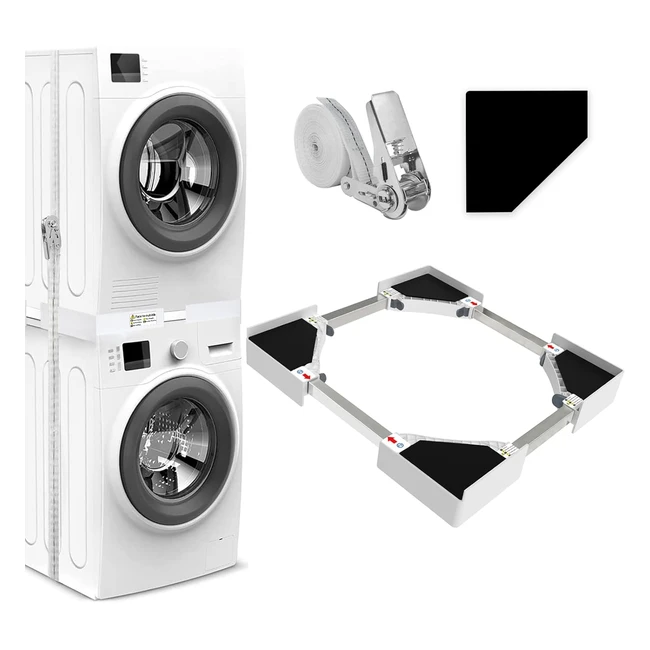 niuxx Universal Stacking Kit, Verbindungsrahmen für Waschmaschine und Trockner, Waschmaschinenzubehör, Trocknerzubehör, verstellbare Größe 46-66 cm