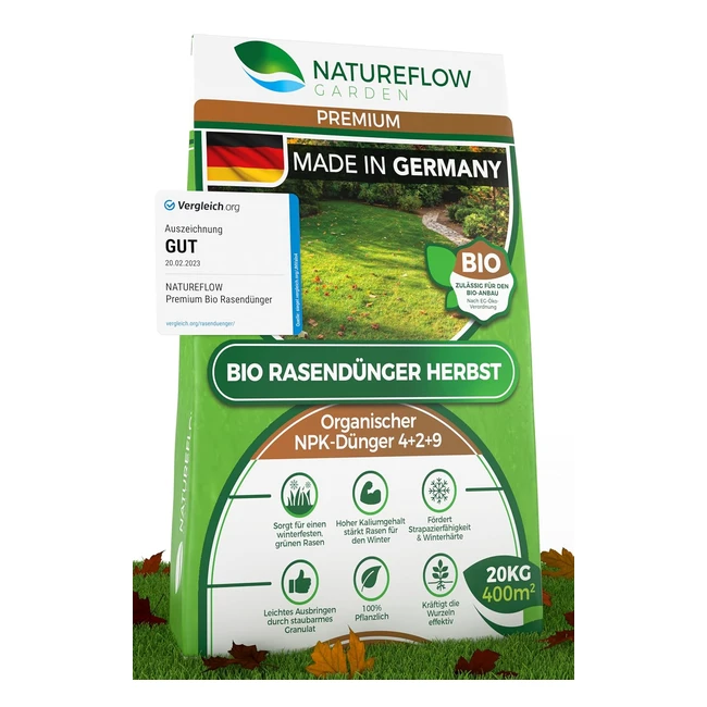 Herbstdnger Rasen Bio 20kg - Premium Rasendnger fr einen sattgrnen Rasen