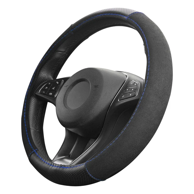 Coprivolante Auto Blu Alcantara Upgrade4Cars - Universale - Diametro 37-39 cm - 