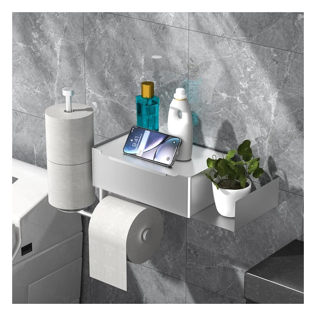 Porte-papier toilette autoadhésif, support papier toilette sur pied, drouleur papier toilette de bain et cuisine, noir argent acier inoxydable