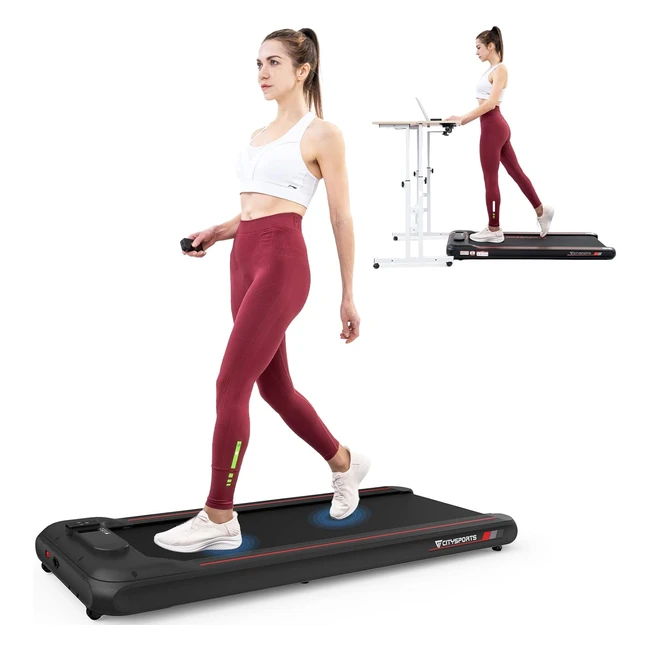 CitySports Under Desk Treadmill - Portable Walking Pad with Remote Control and LED Display - Adjustable Speed - Installation-Free - Treadmill for Home Office Aerobic Exercise