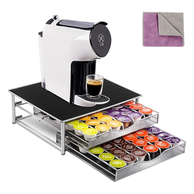 Porte-capsules Dolce Gusto 72 pcs avec support de machine et 2 tiroirs coulissants - Grande Capacité