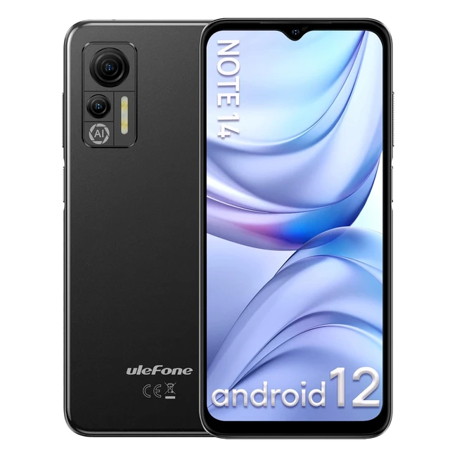 Ulefone Note 14 - Smartphone Android 12 - Schermo HD 6.52'' - 8MP Fotocamera - 7GB RAM - Batteria 4500mAh - Dual SIM - Nero