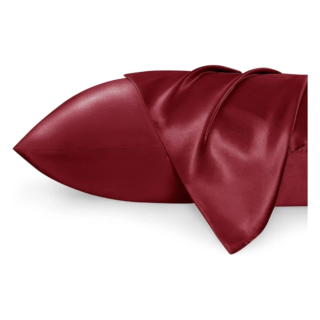Bedsure Satin Pillow Cases 2 Pack - Winery Pillowcase for Hair and Skin - Premium Quality