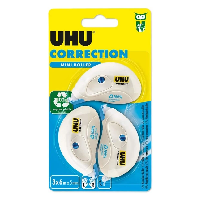 UHU Correttore Roller Mini Blister 3pz x 6mt - Correzioni Rapide e Precise