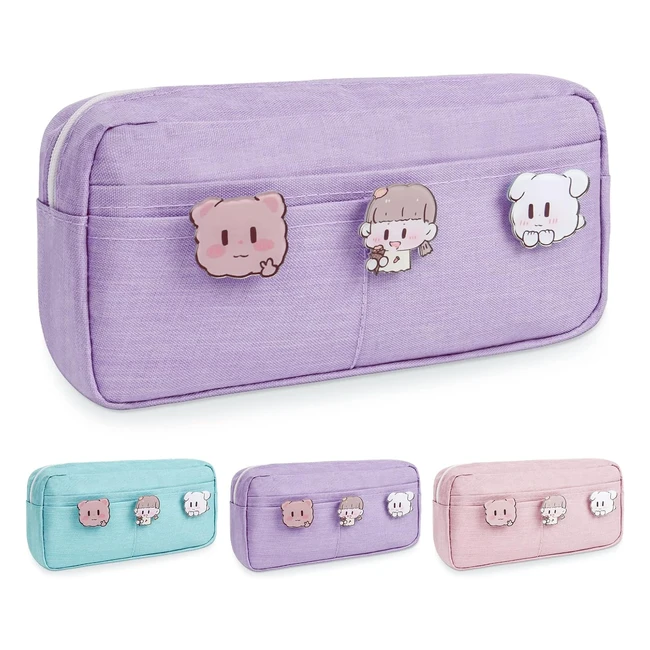 Estuche Vicloon con 3 compartimentos - Gran capacidad - Estuche escolar - Para niños y adolescentes - Violeta