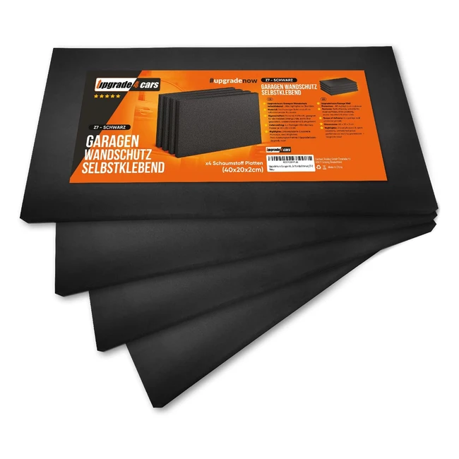 Protector Pared Garaje Upgrade4Cars - 4 Tiras de Espuma en Negro - Protección Pilares Parking