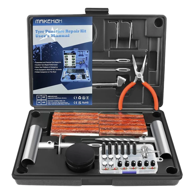 Kit Riparazione Pneumatici Auto 88 Pezzi Tubeless - Maikehigh
