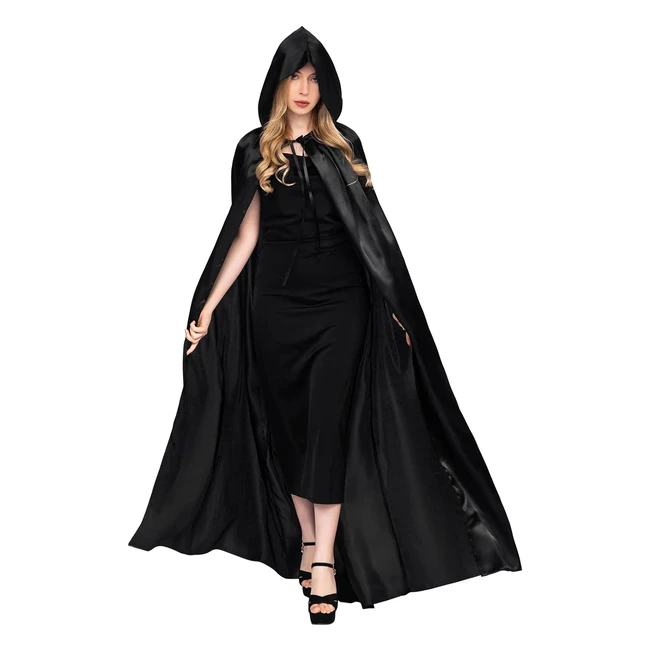 Mantello con cappuccio adulto Halloween - Unisex, strega, wicca - Nero