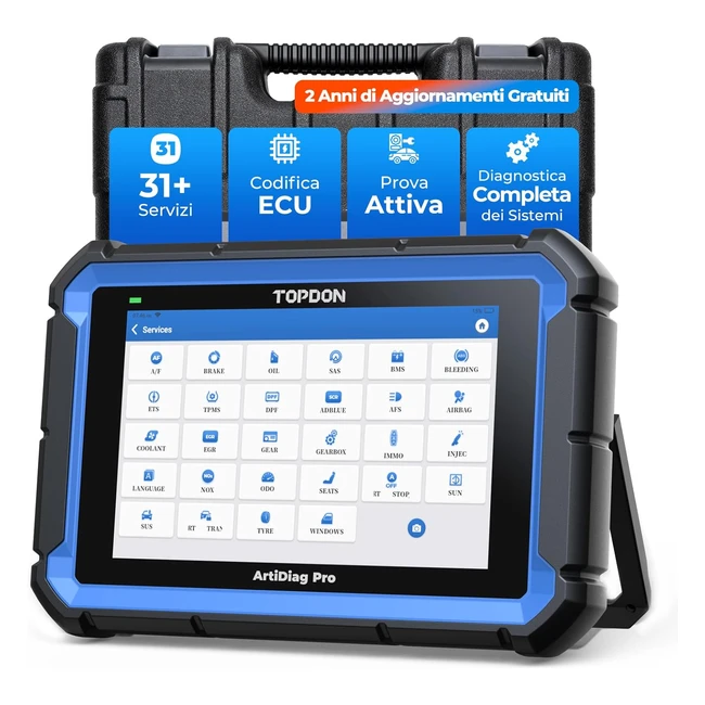Topdon Artidiag Pro OBD2 - Diagnostico Auto, Codifica ECU, Controllo Bidirezionale, 31 Servizi di Manutenzione