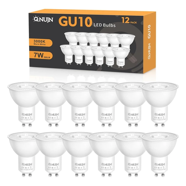 QNUJN GU10 LED Bulbs Warm White 3000K, Energy Saving, 12 Packs