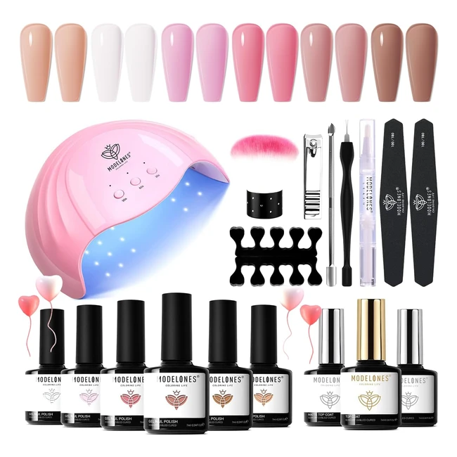Kit Semipermanente Unghie Modelones con Lampada LED 48W - 6 Colori - Starter Kit