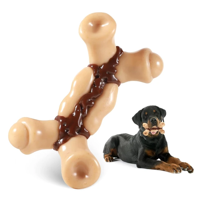 Jouets à mâcher indestructibles pour grands chiens agressifs - Os en nylon bacon