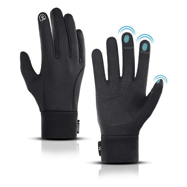Lerway Winter Warm Gloves - Windproof, Water Resistant, Thermal, Non-Slip - Black