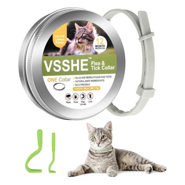 Collar Antiparasitos VSSHE para Perros y Gatos - 12 Meses de Eficacia - Con Pinzas Garrapatas - Ajustable y Impermeable