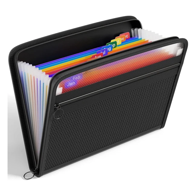 Thinktex Pochettes Extensibles pour Documents 13 Poches A4 - Trieur Document avec Fermeture Éclair - Organisateur de Documents