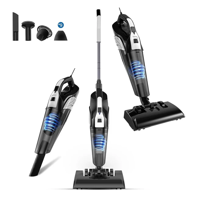 Aspirateur Balai avec Fil 18kpa 600W - Puissant et Léger - 4en1 - Sans Sac - 6m de Câble