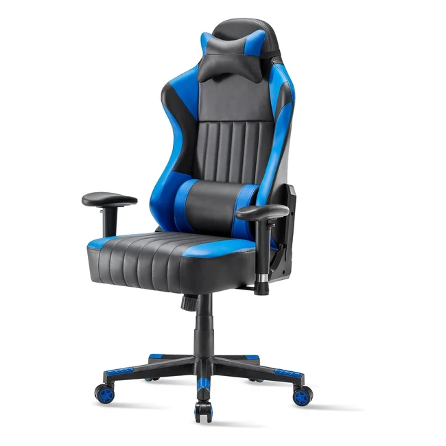 Farini Gaming Chair - High Back PC Computer Chair with Lumbar Support - Black/Blue