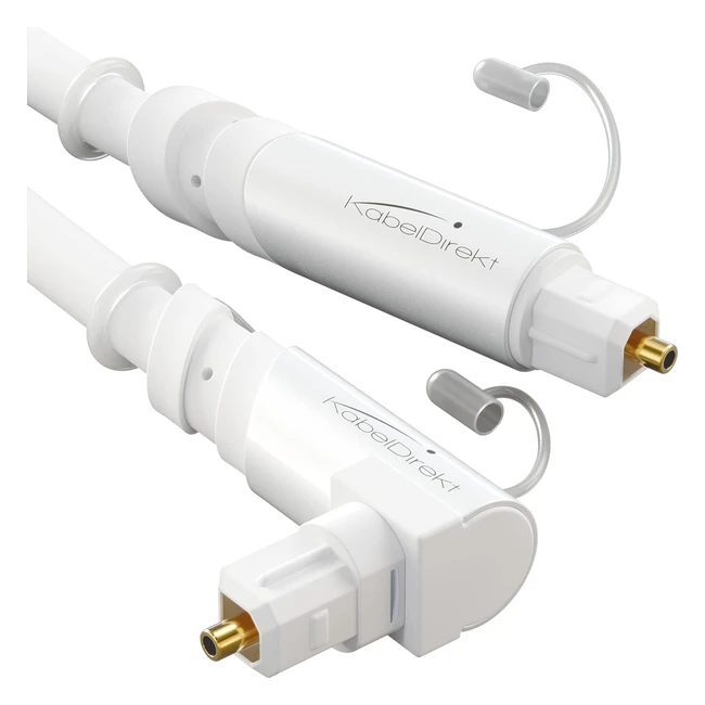 90 Angled Toslink Cable White 3m - Crystal Clear Sound for Soundbars, Stereo Systems, Home Cinema - Xbox, PS4 - Cabledirect