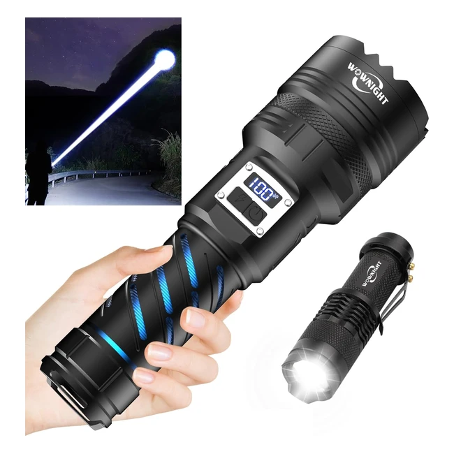 Super Bright Rechargeable Flashlight 100000 Lumens - Tactical Torch with 2 Switches