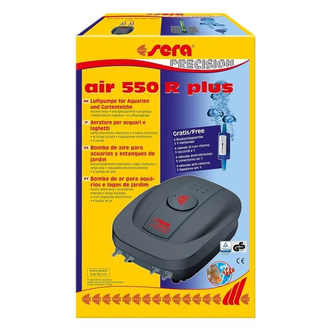 Pompe à air Sera Air 550 R+ pour aquarium et bassin de jardin - Silencieuse et économe en énergie