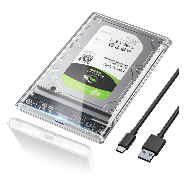 Case hard disk Posugear USB 3.1 Gen 2 - Velocità 6Gbps - Supporto UASP/TRIM - Compatibile con Toshiba WD PS4 Xbox - Trasparente