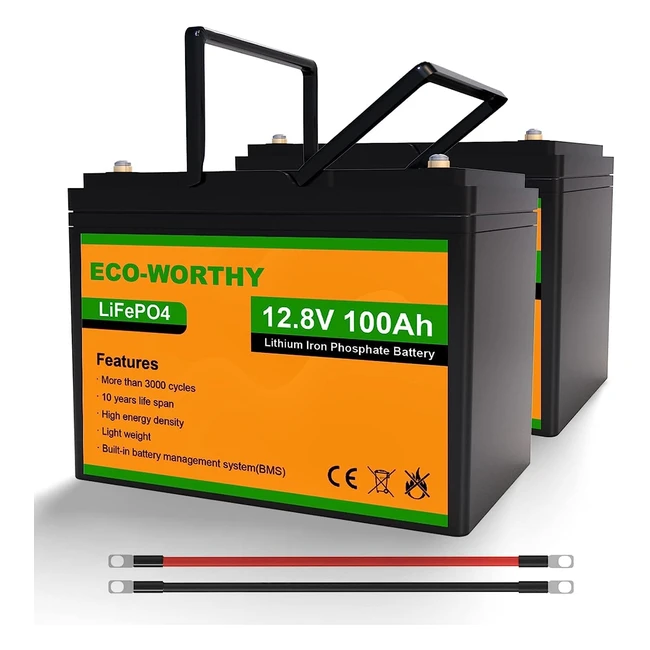 ECOWORTHY 128V 200Ah LiFePO4 Battery - 2pcs 100Ah Lithium Battery with 3000 Cycl