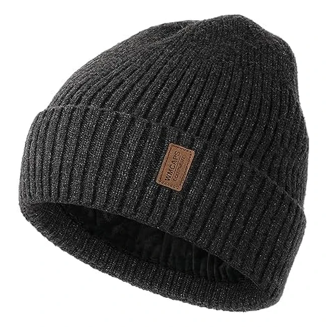 WMCaps Beanie for Men - Classic Knit Winter Hat with Fleece Lining