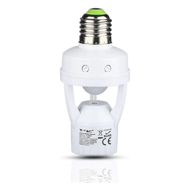 Detector de bombilla E27 VT8005 transparente - Profundidad 117mm
