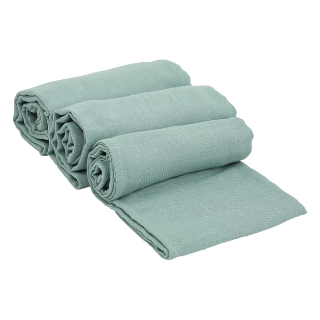 Urban Kanga Teli Mussole Neonato Cotone Oekotex 70x70cm - Confezione da 3 - Verd