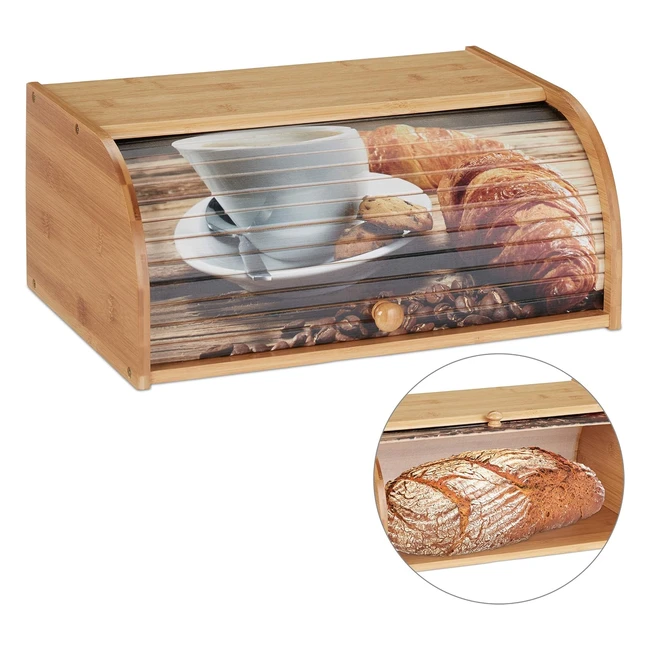 Boîte à pain en bambou Relaxdays 10027596 - Conservation longue durée - Couvercle coulissant - Motifs originaux - 17x40x27cm