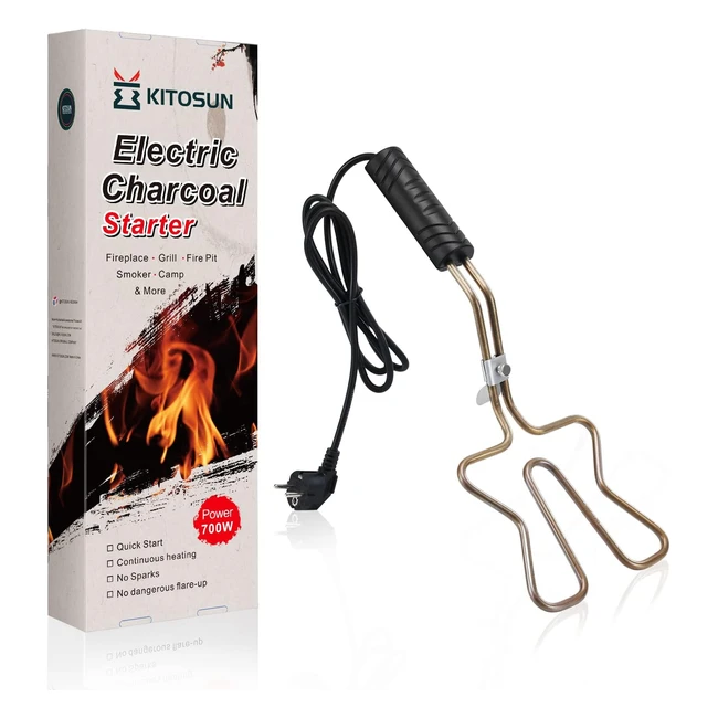 Encendedor eléctrico Kitosun para barbacoa - Calefactor de carbón rápido y seguro - Acero inoxidable 304 700W