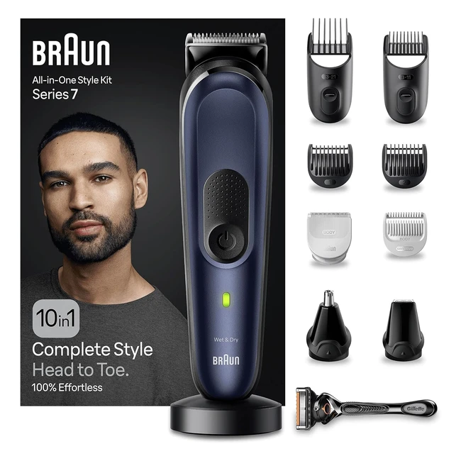 Braun Tondeuse Tout-en-Un Series 7 MGK7410 - Kit 10-en-1 pour Barbe, Cheveux, Corps et Plus