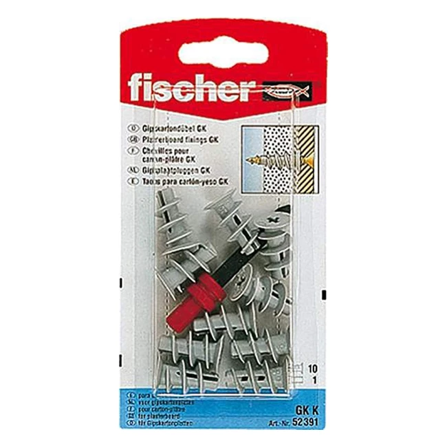 Lot de 10 fixations pour carton-plâtre Fischer GK - Montage facile et rapide