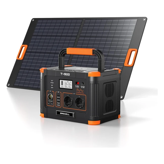 Grecell Tragbare Power Station 500W mit 100W Solarpanel - 10 Anschlsse - Ideal