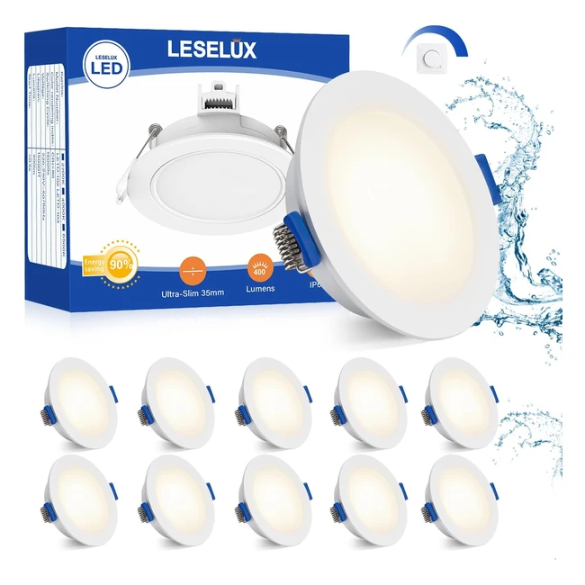 Leselux LED Einbauspot dimmbar IP65 10 x 6 W Spotlights 230 V flach 35 mm Einbaustrahler für das Badezimmer 4000 K neutralweiß 400 lm Deckenspots Bad 80RA Einbau