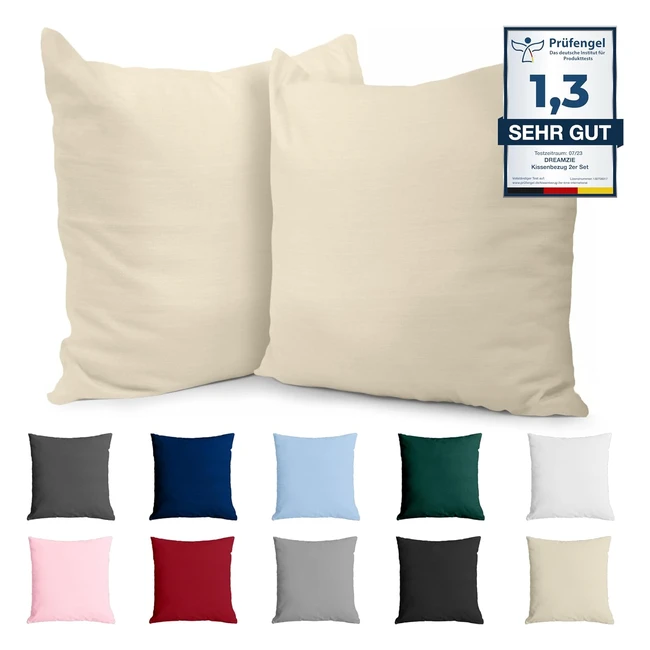 Kissenbezug 40x40 Baumwolle Renforcé 2erSet Beige - Hohe Qualität, Atmungsaktiv, Pflegeleicht